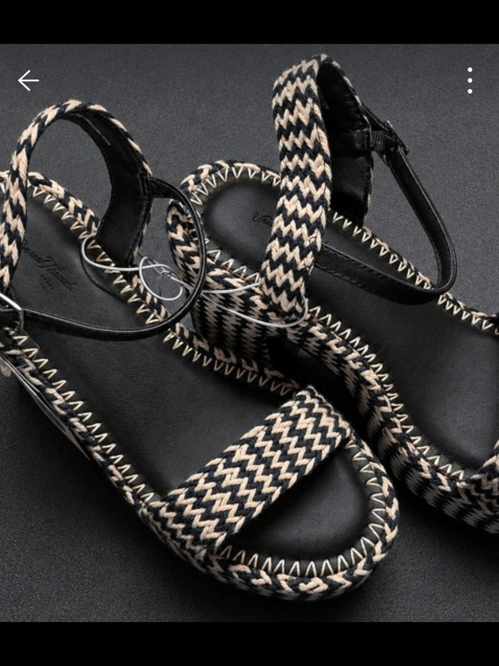Madeline Black & Cream Woven Men’s Sandal with Braided Straps